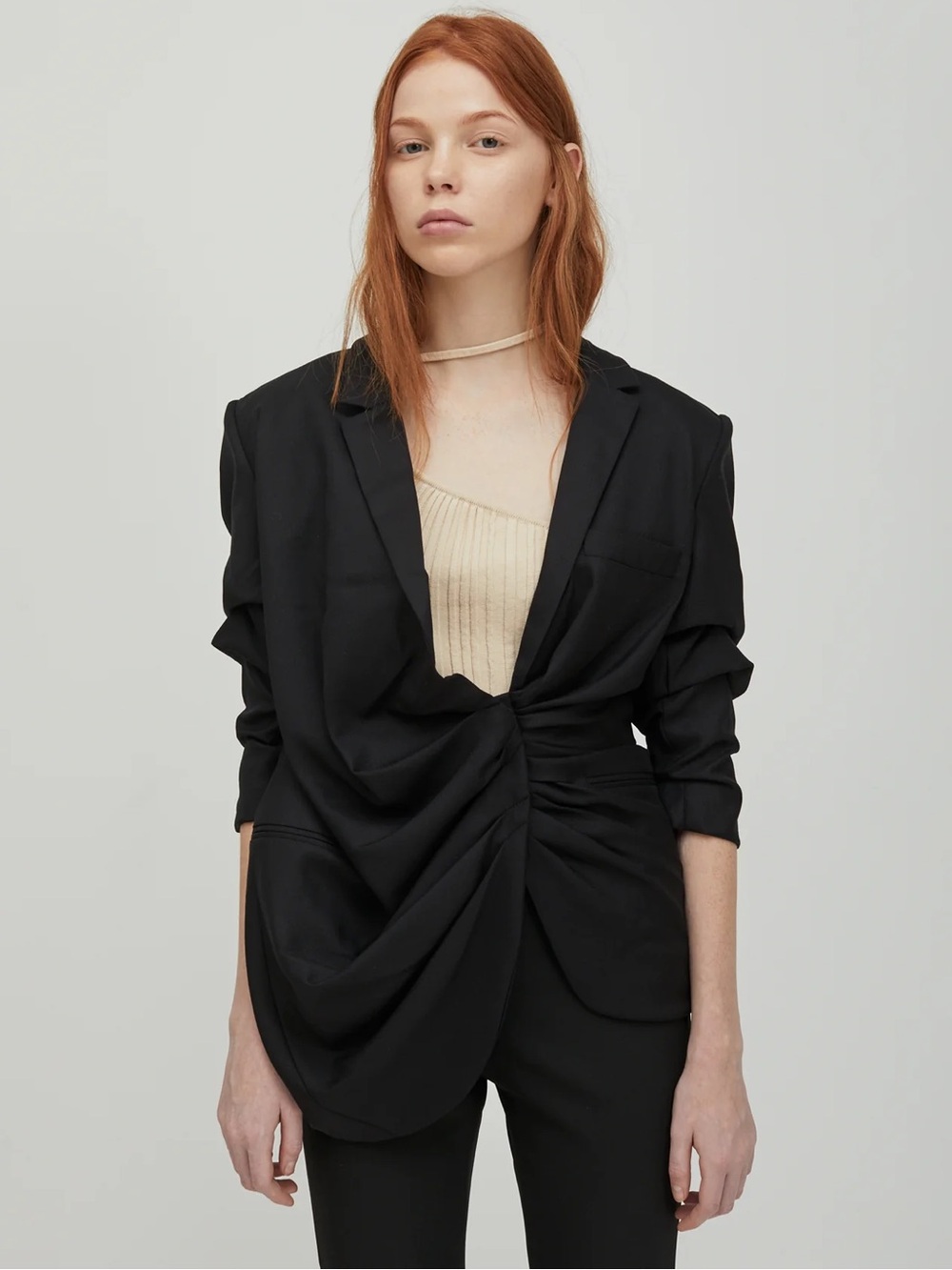 Jacquemus Black La Bomba Knotted Wool Blazer Jacket FR 38 US Medium